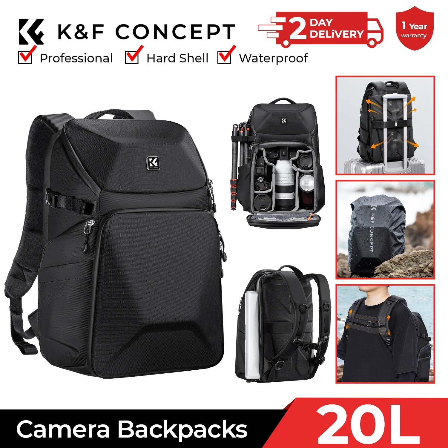 Camera Bag Waterproof - Mochila para Câmera K&F CONCEPT 20L